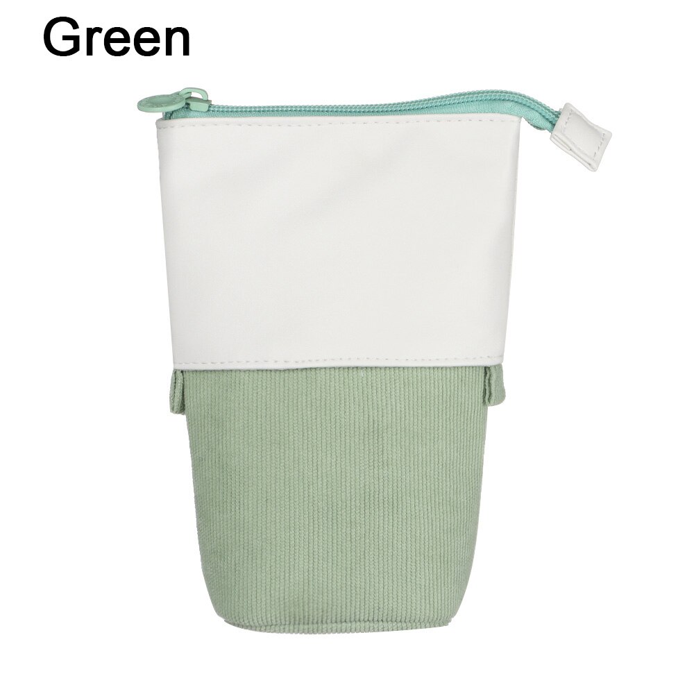 Leuke Boba Milktea Potlood Bagtelescopic Pen Houder Stand Up Etui Kawaii Cosmetica Zakje Make-Up Tas Briefpapier Organizer: B-green