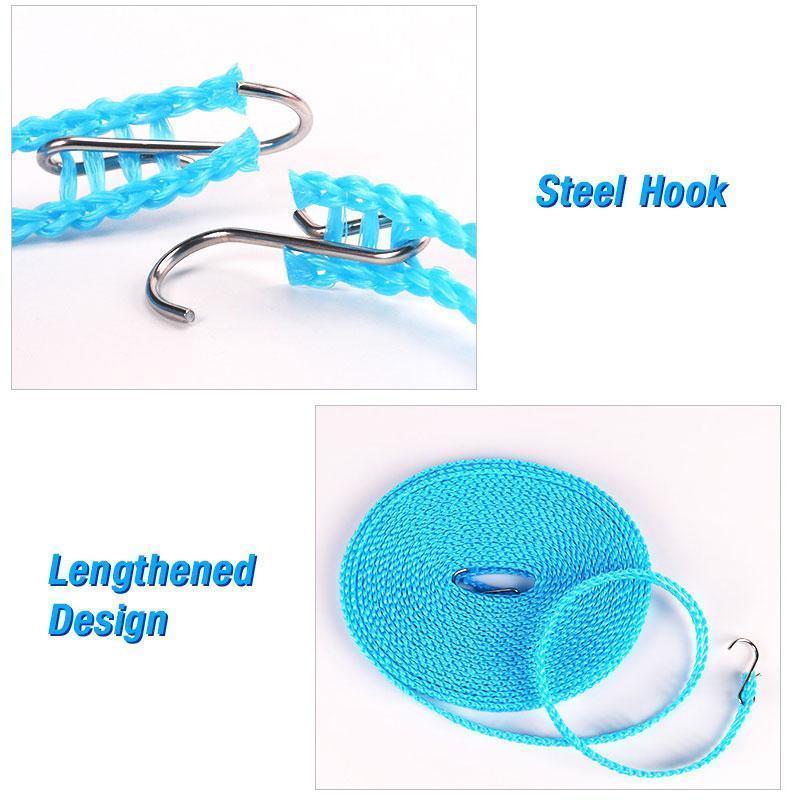Windproof Non-Slip Clothesline Indoor Outdoor Clothes line, Portable Travel Clothesline Windproof Non-slip Clothesline