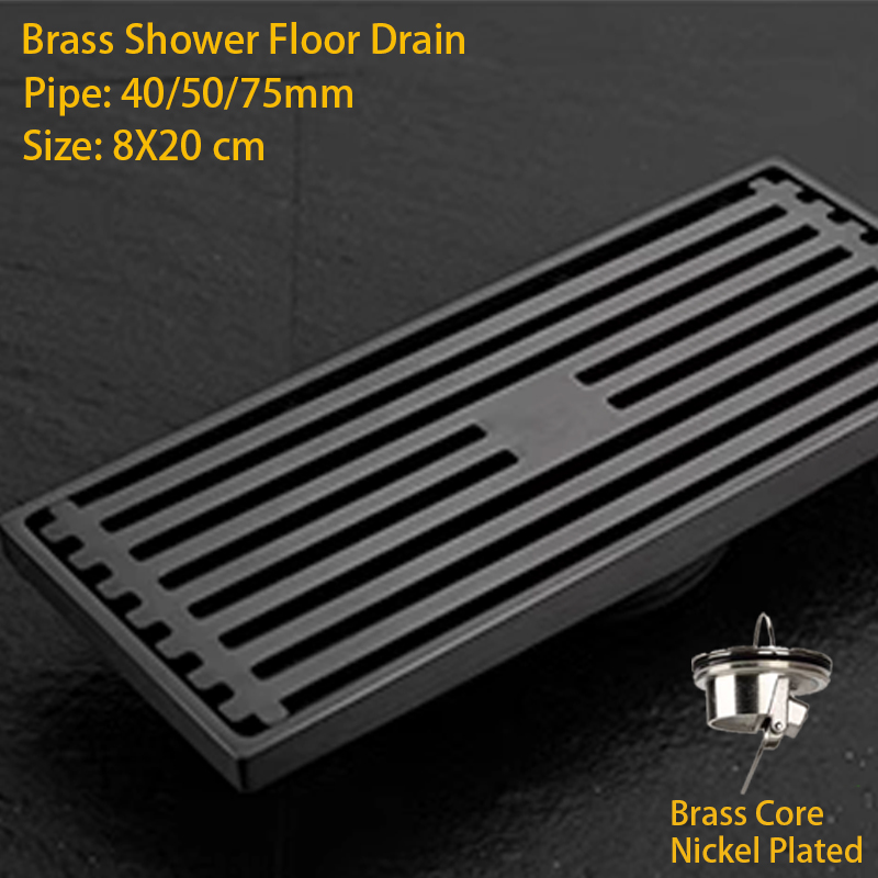 Brass Floor Drain, Metal Grey Color, Washing Machine, Bathroom, Shower, Invisible, Long Strip, Bathroom: green