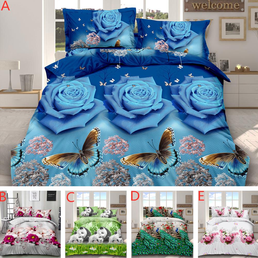 4 Stks/set 3D Gedrukt Stijlvolle Bed Set Laken Dekbedovertrek Kussenslopen Bruiloft Housewarming Decoratie