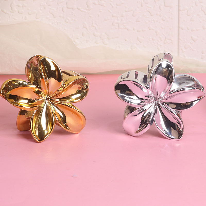 Stor Metall Guld Silver Blomma Hårklämma för Kvinnor Stor Hårkrabba Klämma Hästsvans Huvudbonad