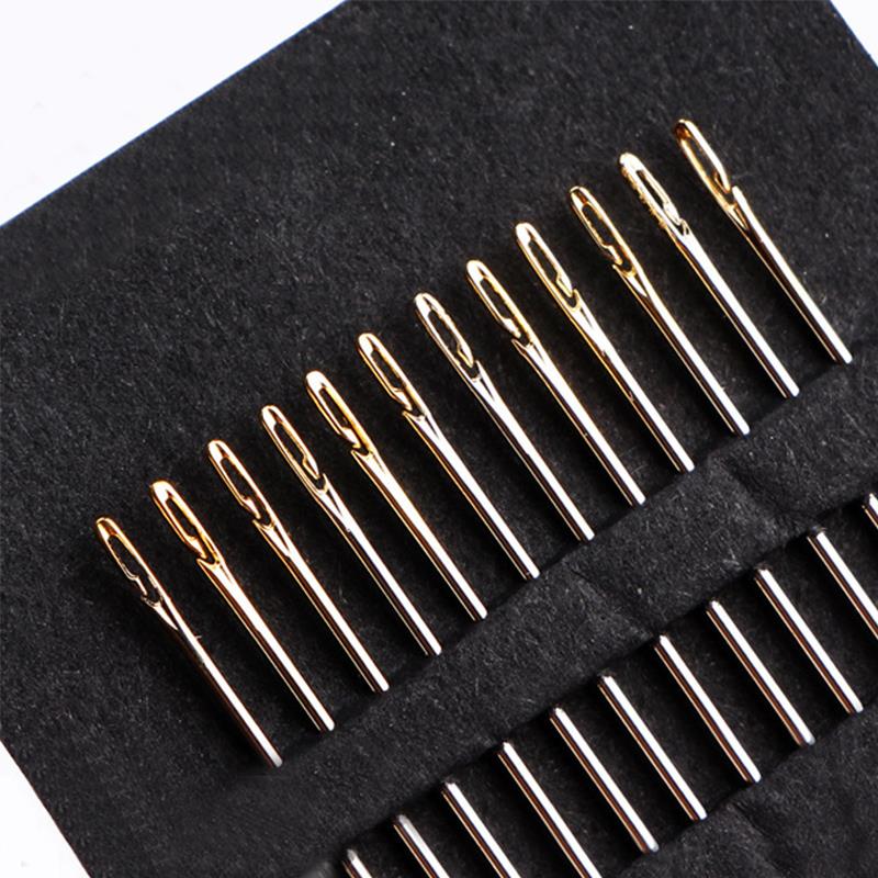12 Pcs/Set Blind Needles Gold Silver Tail Easy To Go Through From Side Hand Sewing Embroidery Tool DIY Needlework Sewing Needles