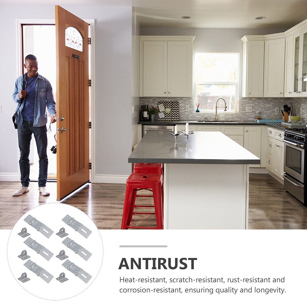 6 Pcs Door Locks Hasp Iron Safety Padlock Clasp Hinge Safety Hasp