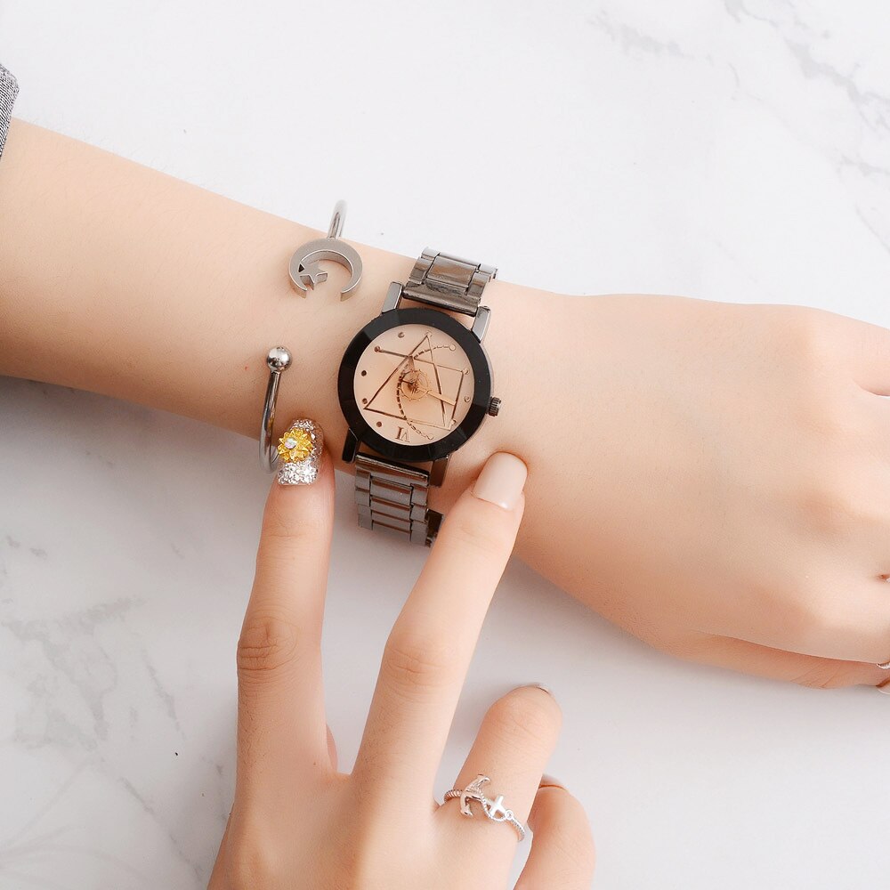 Reloj Couple Watch Stainless Steel Watch Quartz Simulation Men&#39;s Watch Timing Lady Clock Saat Montre Connectee