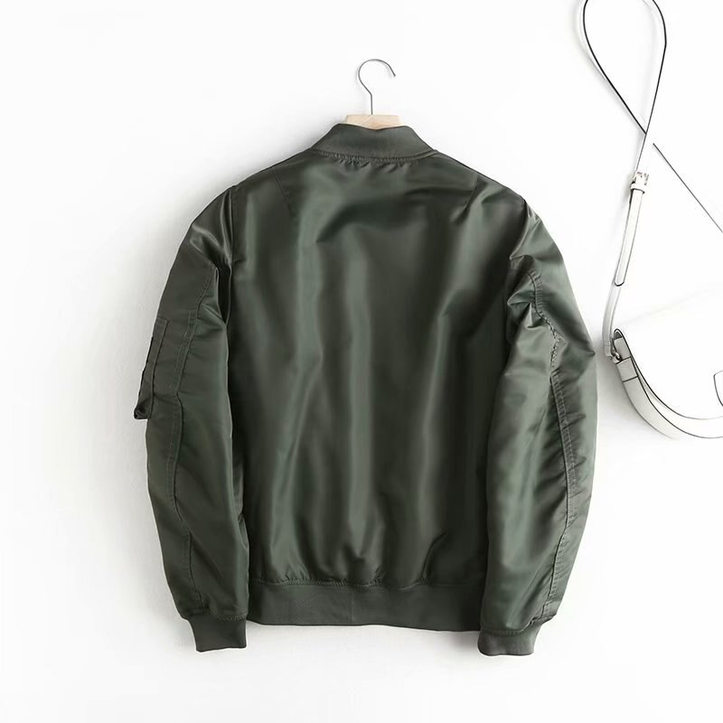 Hwlzltzht Winter Vrouwen Baseball Jassen Casual Basic Jas Rits Losse Bomberjack Vrouwelijke Uitloper Tops Chaqueta Mujer