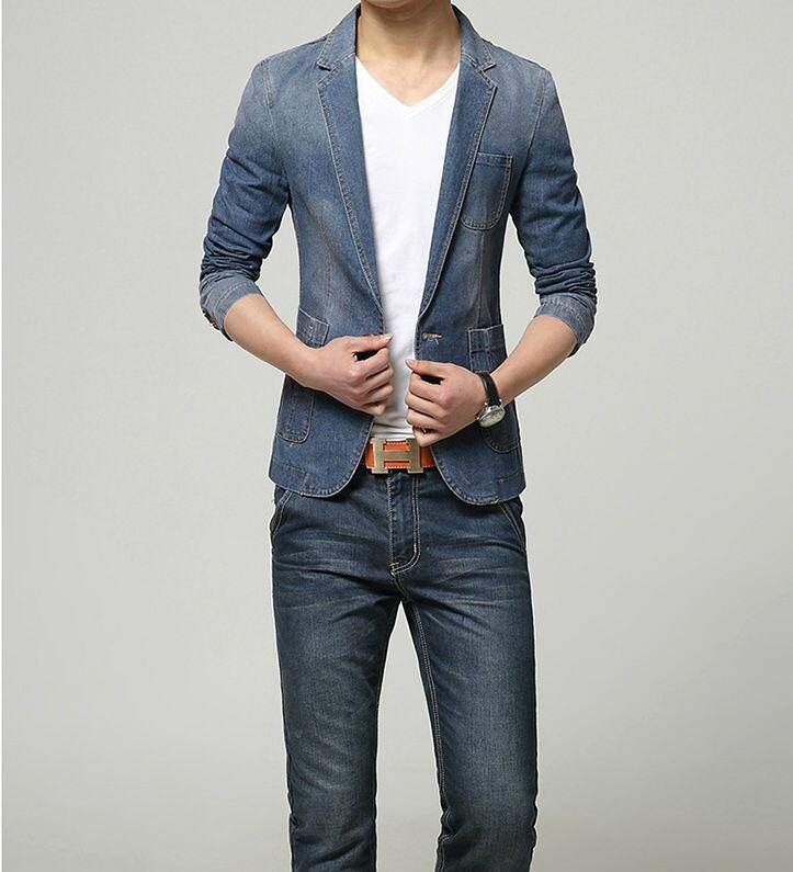 Blazer Brand Men Blazer Men Trend Denim Suits Casual Suit Jean Jacket Men Slim Fit Denim Jacket