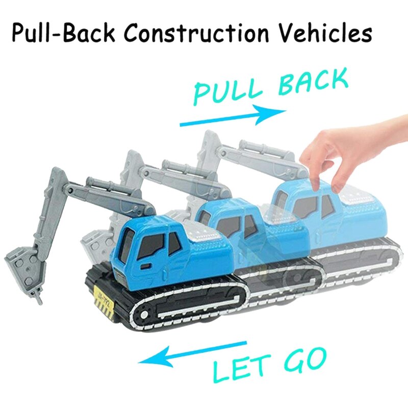 4Pack Bouwvoertuigen Speelgoed Metalen Techniek Tractor Mini Pull Back Auto Play Set Feestartikelen Voor Kids Peuter Jongens
