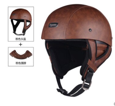 Brammo Moto Rcycle Helm Vintage Pu Leer Half Helm Moto Rbike Helm Moto Casco Bril En Masker