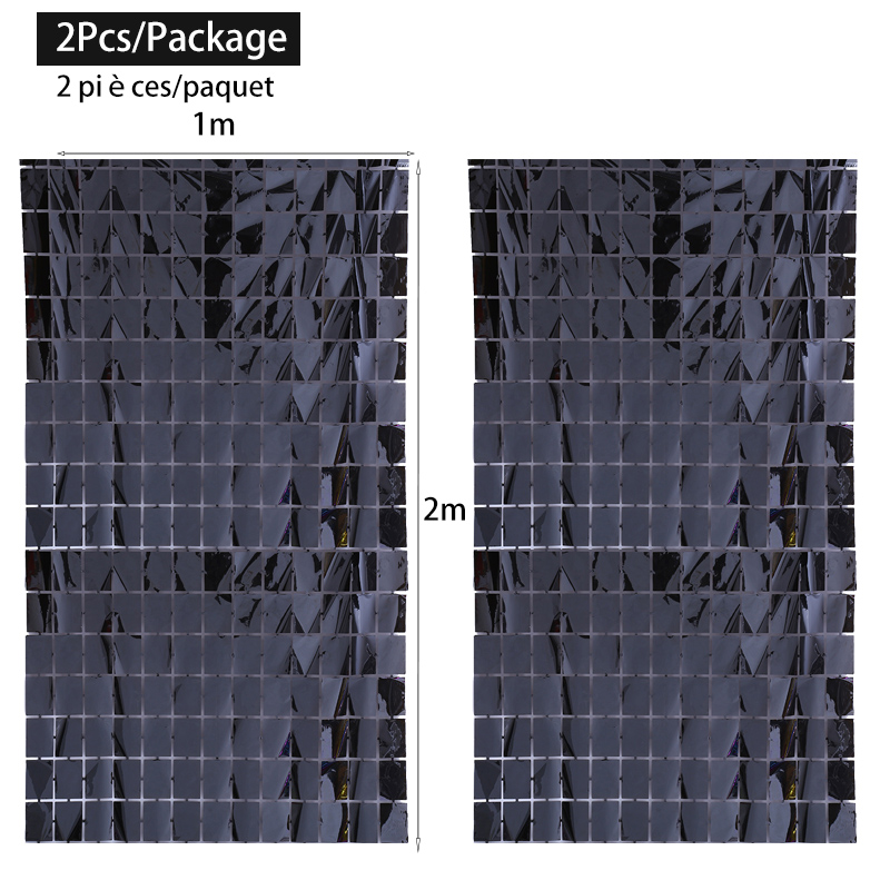 2 Stks/partij Bruiloft Decoratie Kleine Vierkante Bachelorette Party Achtergronden Verjaardagsfeestje Decoraties Muur Achtergrond Gordijn: Black