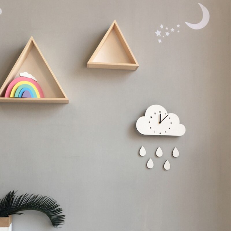 Nordic Stijl Nursery Klok Houten Cloud Klok Muur Opknoping Decoratie Scandinaivan Stijl Muur Decor Kinderkamer Decor Houten Board