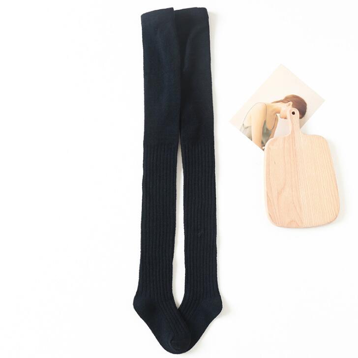 1-8 år gamle børn strømpebukser efterår vinter coral fleece strømpebukser til piger medium tykkelse varm ensfarvet piger& #39 ; leggings: Sort / 1-3 år gammel