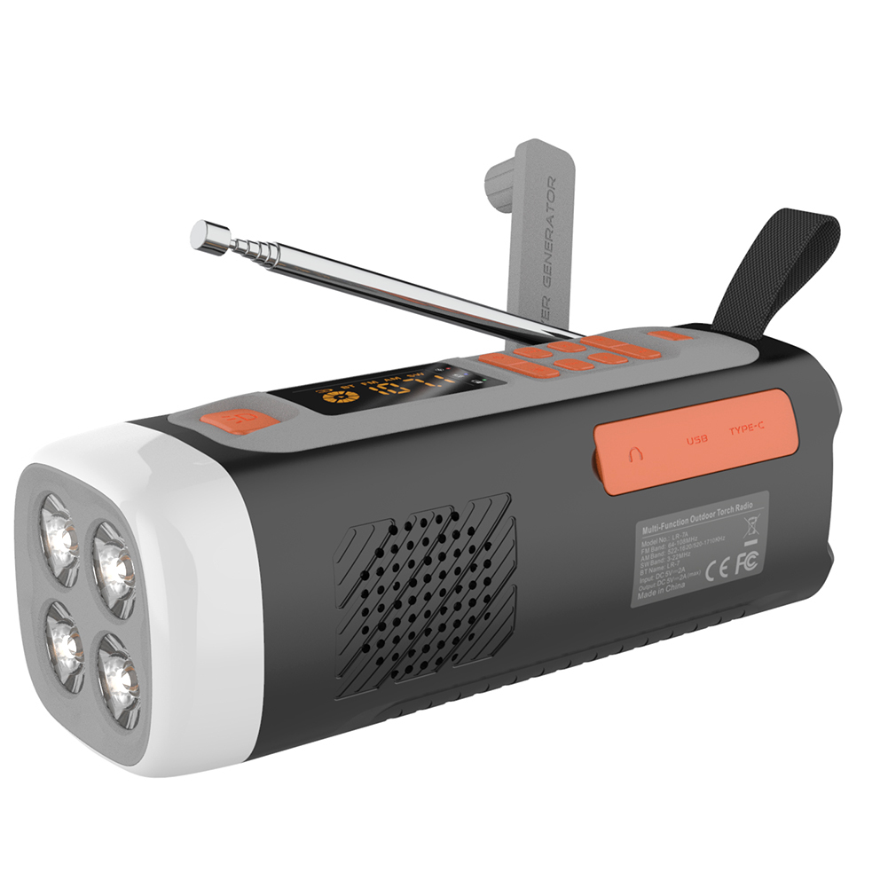 Awaryjne radio pogodowe Przenośne radio AM/FM/SW Głośnik kompatybilny z Bluetooth USB C/Solar/ręczna korba Ładowanie Wind Up Radio