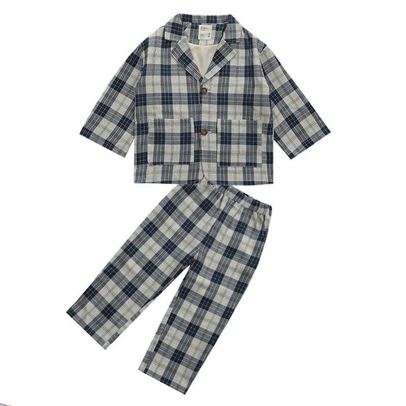 2 Stuks Kids Plaid Bruiloft Blazer Pak Voor Peuter Jongens Formele Kostuum School Pak Voor Kinderen Lente kleding Sets