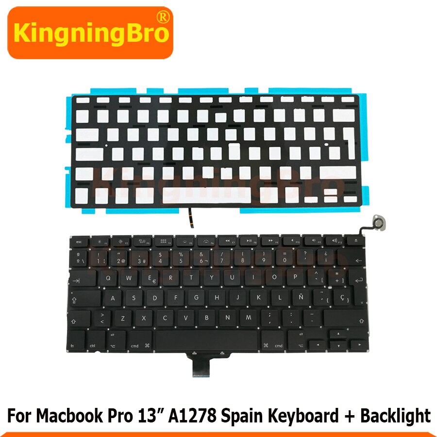 Teclado A1278 para portátil MacBook Pro de 13 ", teclado español con retroiluminación, reemplazo años,