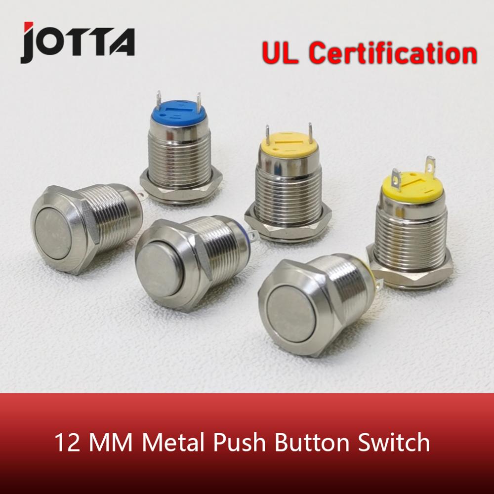 Bouton-poussoir en métal étanche de 12mm, petit bouton-poussoir momentané avec Certification UL