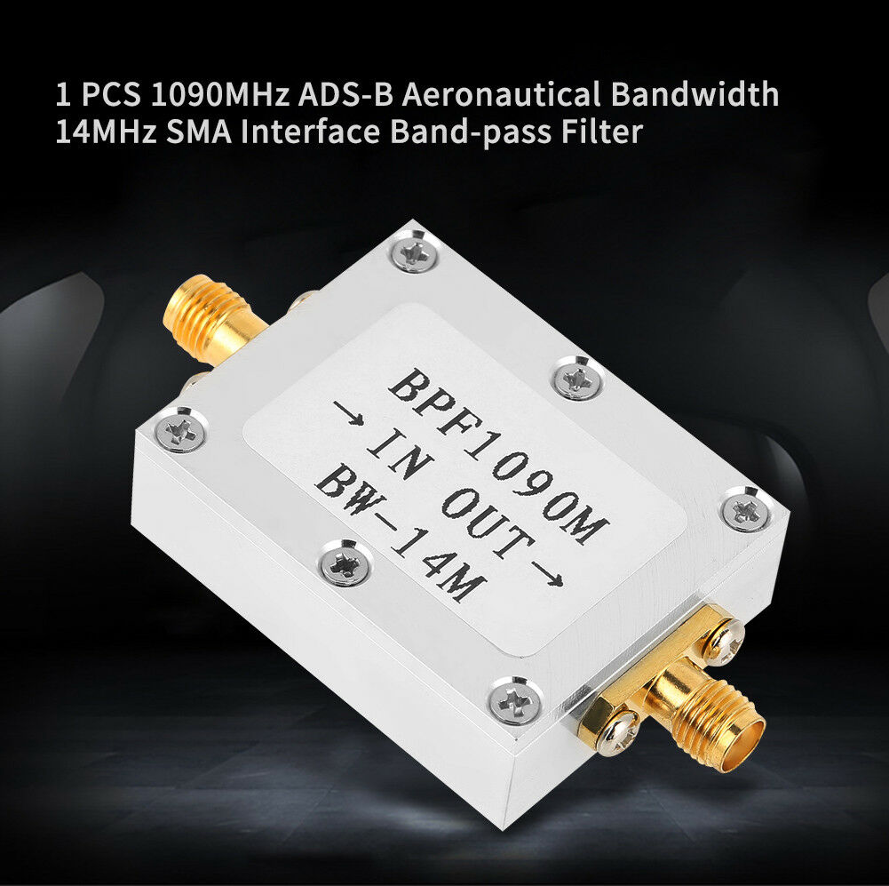 TOP 1090MHz Band-Pass Filter,1 PCS 1090MHz ADS-B Aeronautical Bandwidth 14MHz SMA Interface Band-Pass Filter