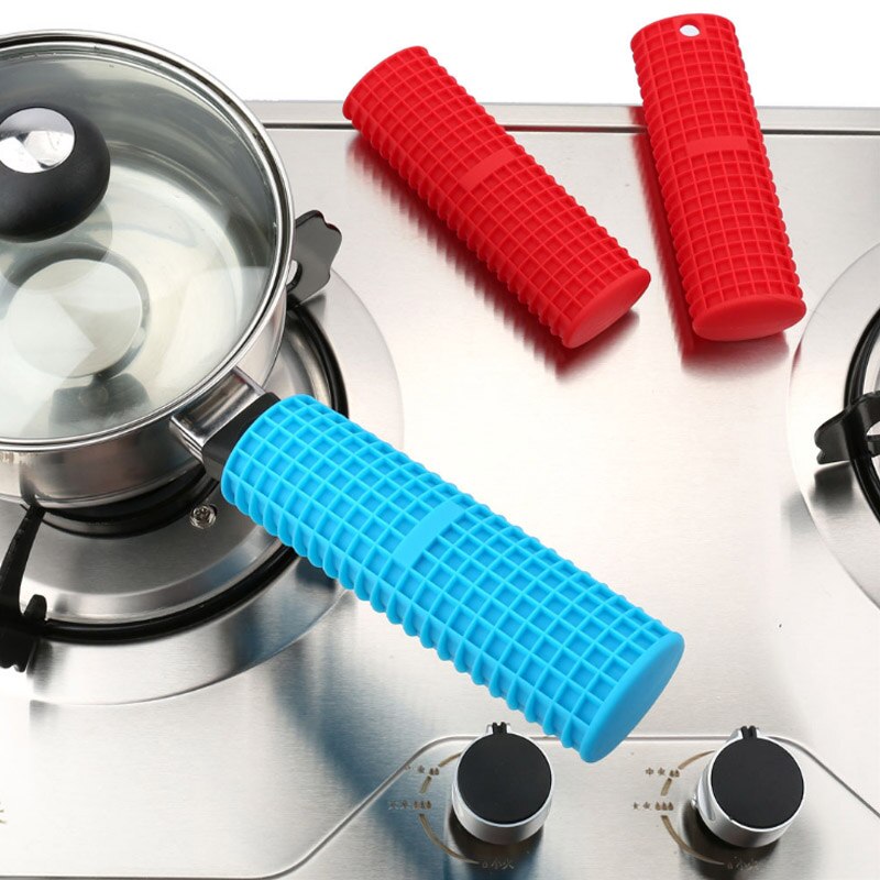 Piezas de utensilios de cocina 1 Uds. Herramientas de cocina resistentes al calor funda para asa de cazo mangos de silicona antideslizantes manoplas de aislamiento