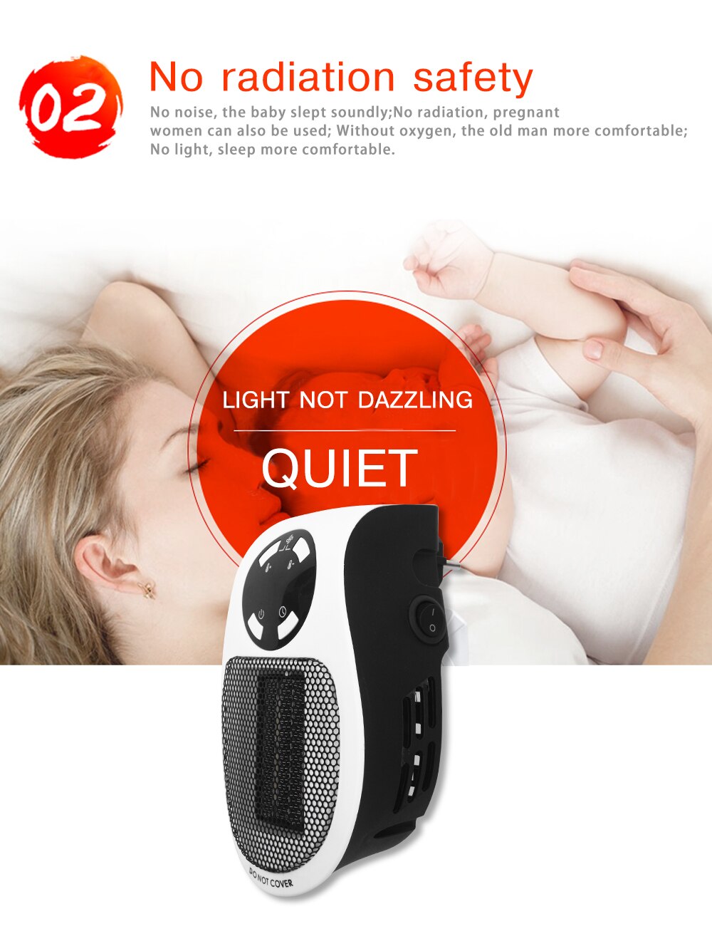 500W ściana-wylot mini elektryczna nagrzewnica powietrza mocna ciepła dmuchawa wysoka wydajność energia szybka dmuchawa grzejnik piecyk Pokój grzałka