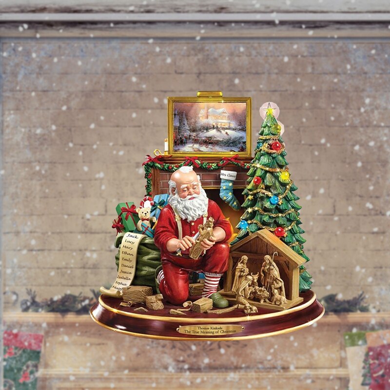 Sculpture rotative d'arbre de noël en Train, décorations de fenêtre en pâte, autocollants de poupée suspendue, décorations pour la maison