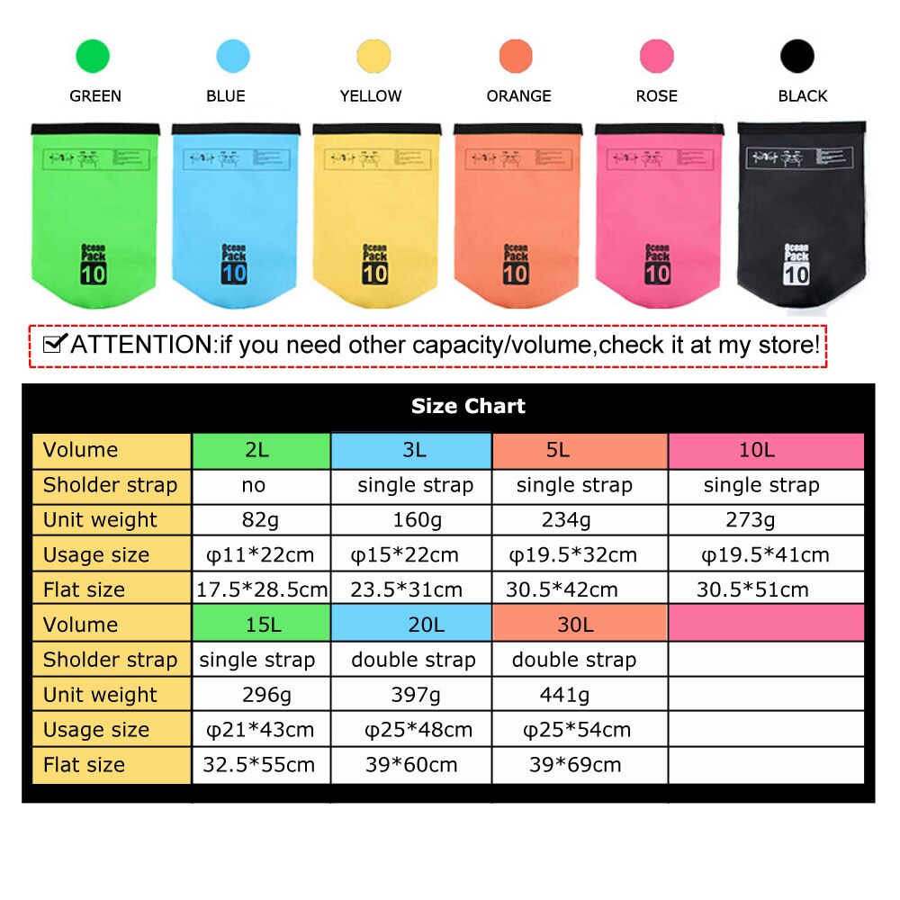 10L Waterproof Water Resistant Dry Bag Sack Storage Pack Pouch Swimming Outdoor Kayaking Canoeing River Trekking Boating