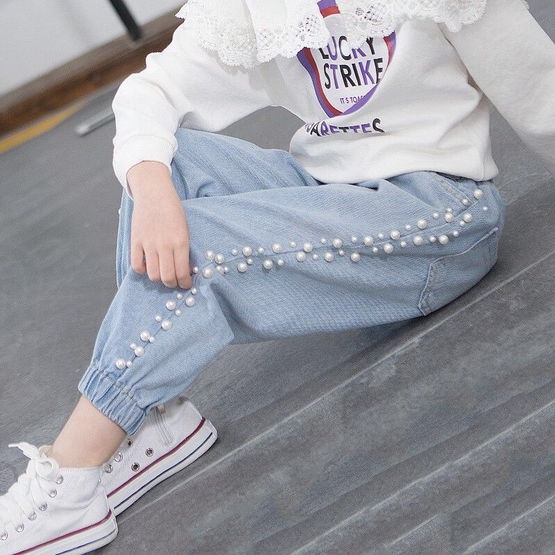 ¡Primavera otoño ! Vaqueros infantiles para niñas, encantadores pantalones de tela vaquera, pantalones vaqueros informales para niñas adolescentes para 4, 6, 8, 10, 12 y 14.