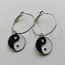 Trend Neue Klassische Emaille BFF Tai Chi Yin Yang Große Glatte Runde Kreis Band Ohrringe Für Frauen Schmuck Temperament Party schmuck