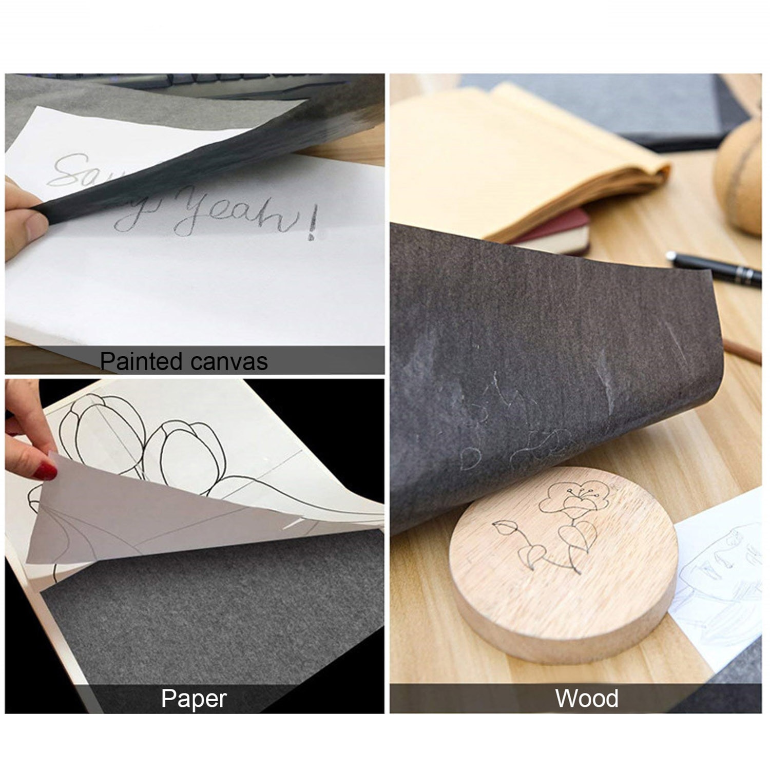 100 Sheet A4 Size Reusable Carbon Tracing Transfer Paper + 5PCS Embossing Stylus for Canvas Wood Glass Metal Ceramic Clay