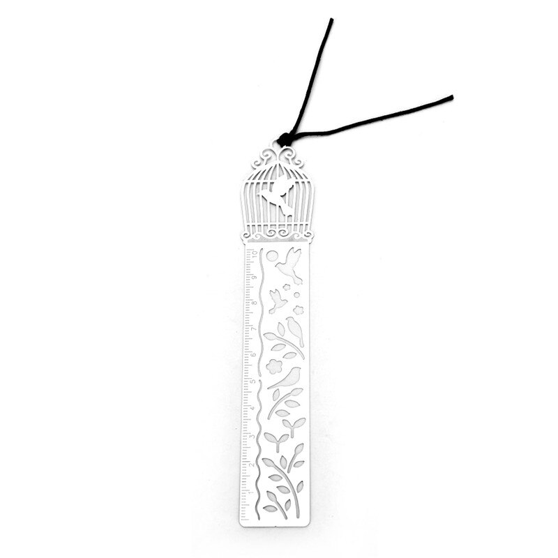 1pc Cartoon bird fish metal bookmark with ruler: 2