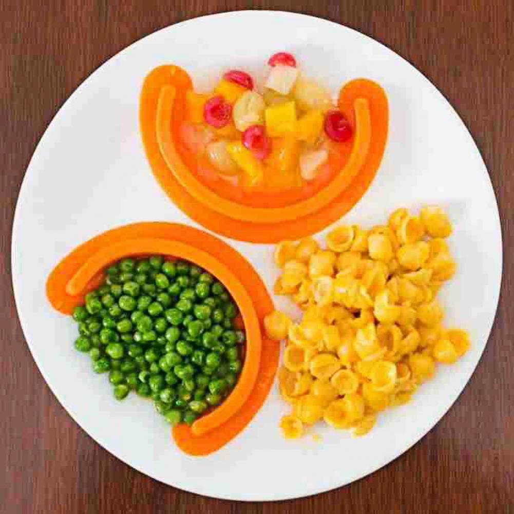 2Pcs Food Separator Food Grade Safe Silicone Food Cubby Plate Divider for Baby