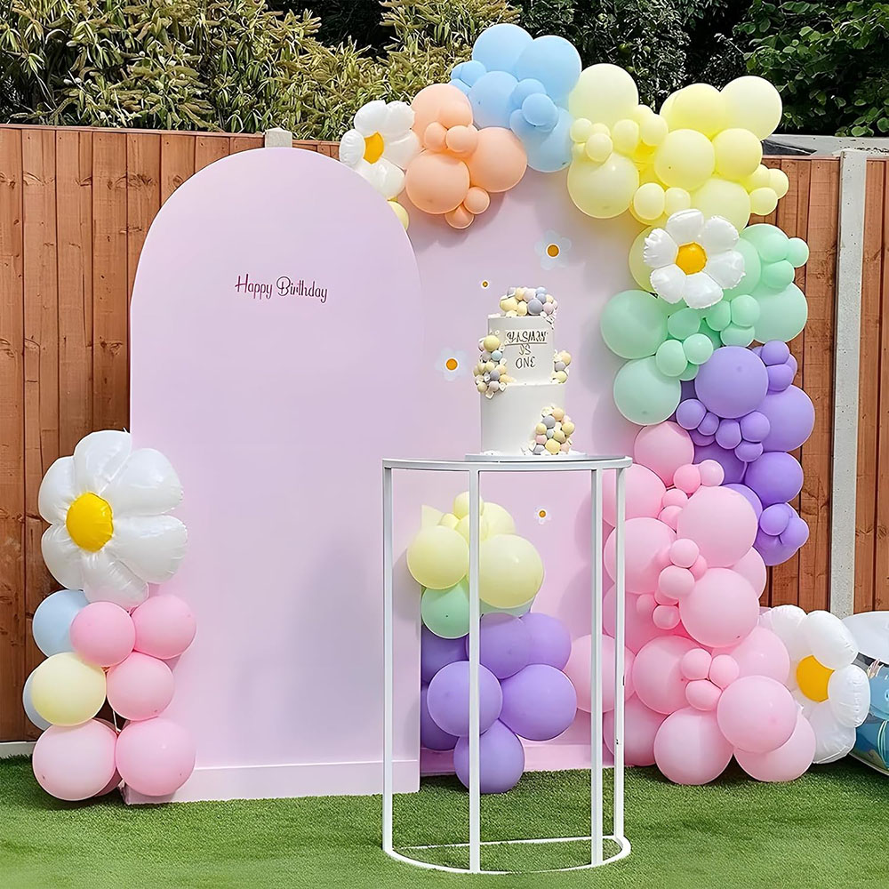 Juego de arco de guirnalda de globos de margaritas, 136 piezas, flores blancas de , macarrón, rosa, amarillo, azul, morado, globo, tema de Margarita de cumpleaños, boda, dos decoraciones bohemias de para fiestas