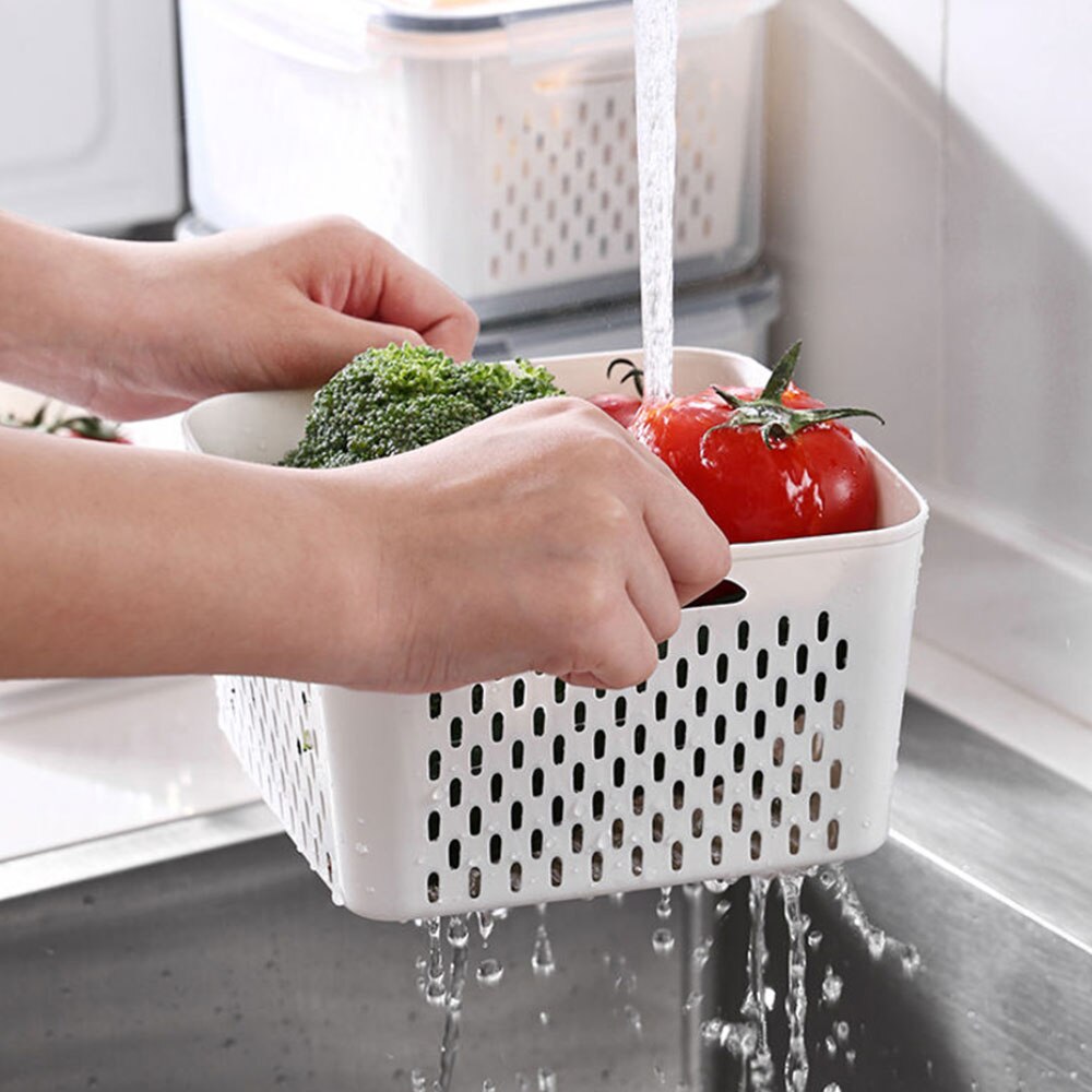 Égouttoir à légumes et fruits, boîte de rangement de cuisine, réfrigérateur pour garder au frais, bac à légumes et fruits, panier en plastique multifonctionnel