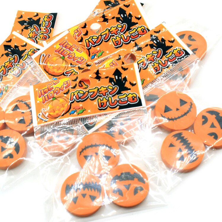 Halloween mini viskelærsett lite gresskar gummi viskelærsett 3 stk/sett