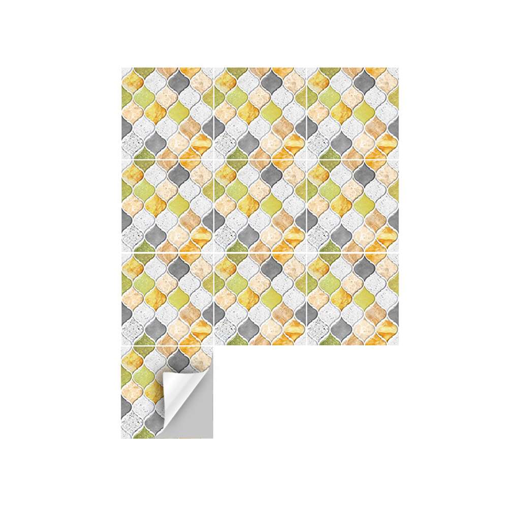10 Pcs/Set Tile Stickers Wall Panel Sticker Mosaic Wallpaper For Bathroom Kitchen Self-adhesive Waterproof Wall Tile Decoration