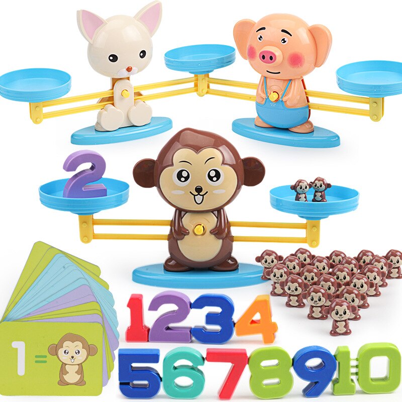 Nuovo Montessori Matematica Giocattolo Scimmia Digitale Matematica Equilibrio Bilancia Giocattolo Educativo Bilanciamento Bilancia Numero di Gioco Da Tavolo Per Bambini Giocattoli di Apprendimento