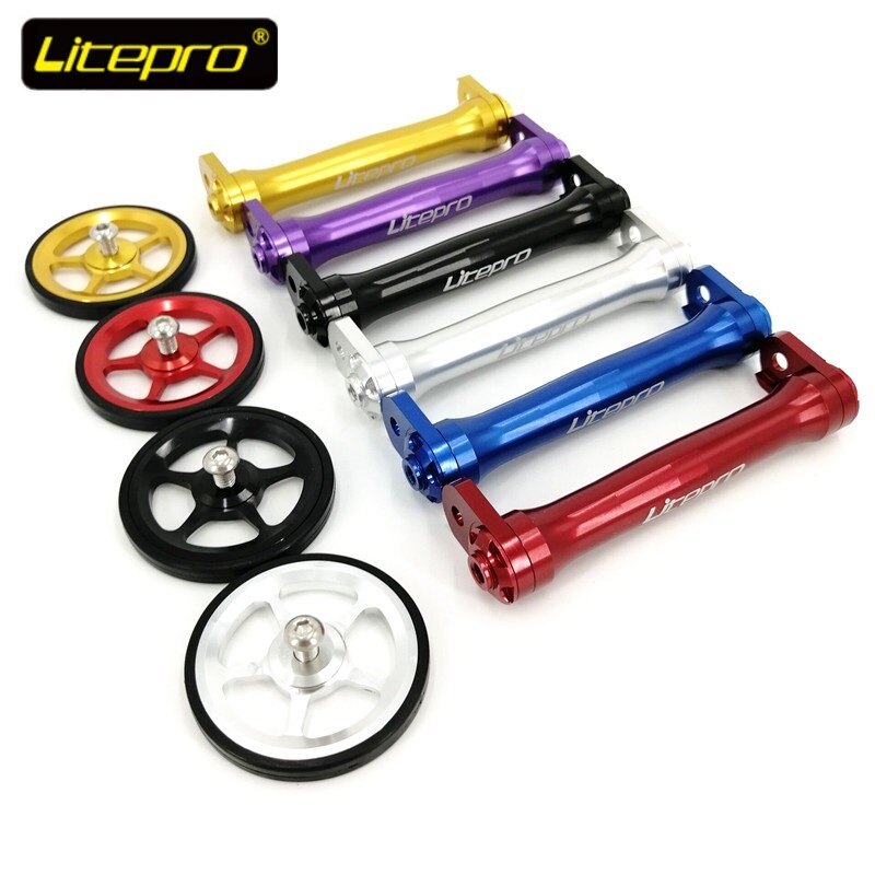 Litepro Easy Wheel Brompton Rear Rack Easywheel Extension Bar Telescopic Rod Folding Bike Accessories