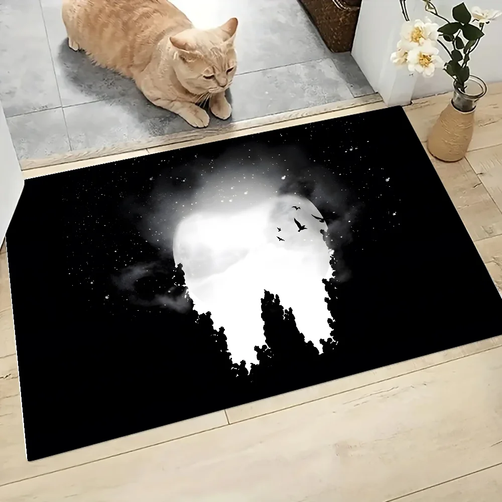 sterben Zahnarzt-Zahn-Bodenmatte, grafisch bedruckte Flanell-Fußmatten für Badezimmer, Küche, Eingang, Teppich, Heimdekoration: 40 cm x 60 cm / Schwarz