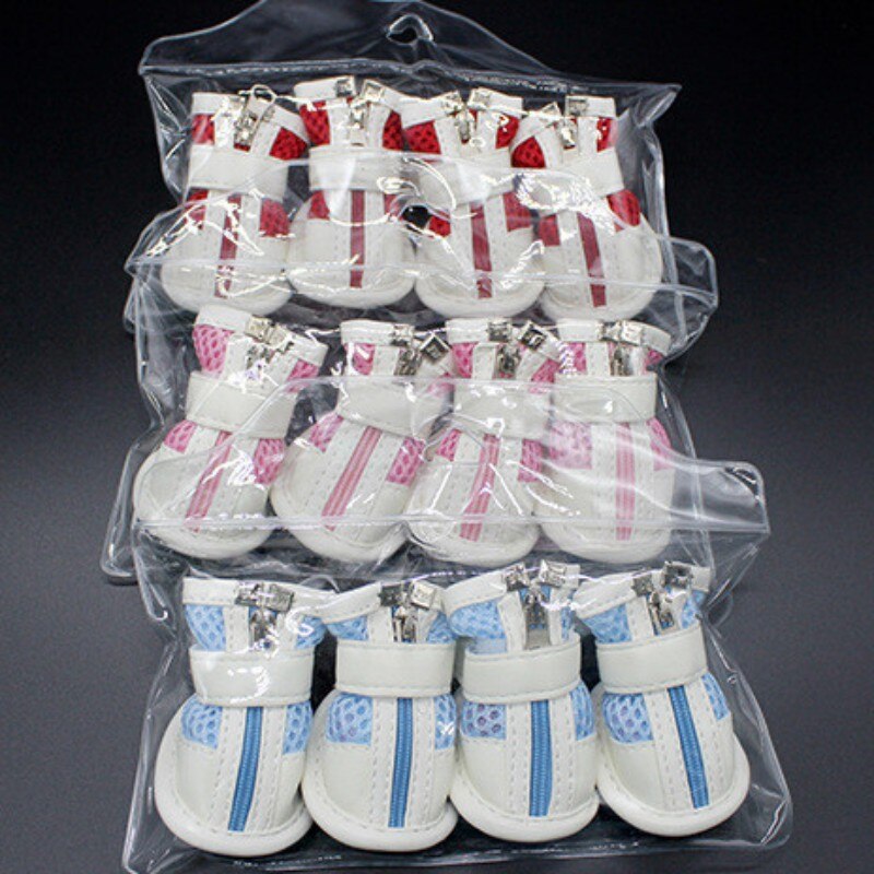 4Pcs Pet Dog Shoes Dog Booties Mesh Zipper Dog Shoes Puppy Sneakers Pet Sport Shoes For Small Dog Shoes /1