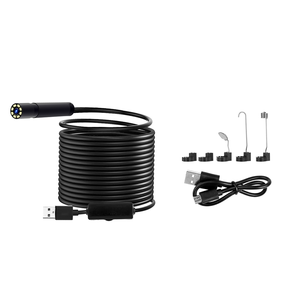 Industrielt endoskop borescope inspektionskamera bygget -in 8 stk lysdioder 8mm linse med 4.3 tommer 1080p skærm usb endoskop