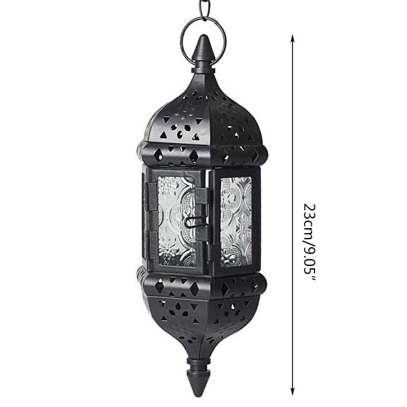 Opknoping Kaars Lantaarn Retro Marokkaanse Kaarshouder Holle Metalen Glas