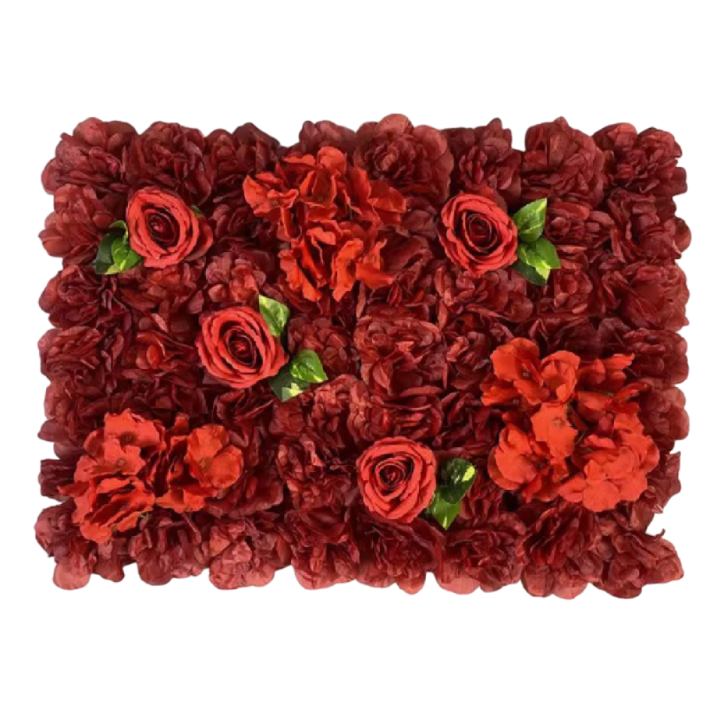 Handgemaakte Kunstbloemen Wandpanelen Realistisch 60x40cm Rozen Bruiloft Achtergrond Romantisch Duurzaam Zijden Rozen Bloemenwand: Bruin