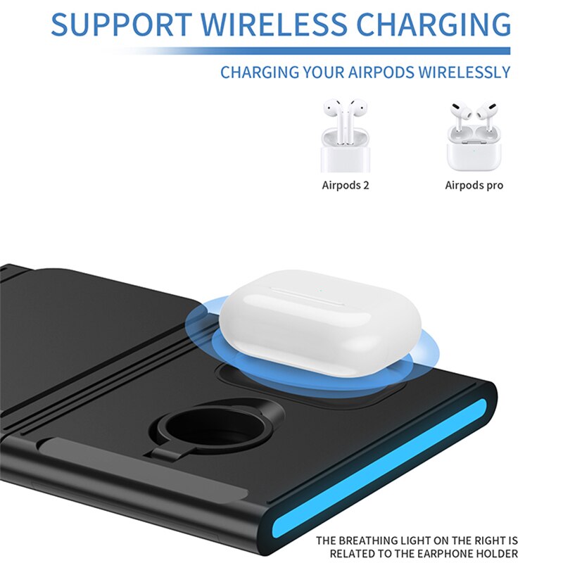 4in1 15W Wireless Charger Splicing Stand Holder for Apple Watch 5 4 3 iPhone 11 Xs Max Airpods Pro/2 Fast Charging for Samsung
