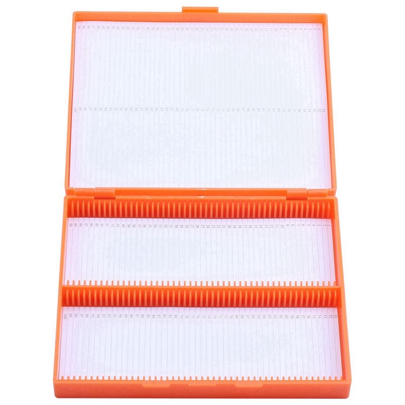 Big 2x Blue & Orange Plastic Rectangle Hold 100 Microslide Slide Microscope Box