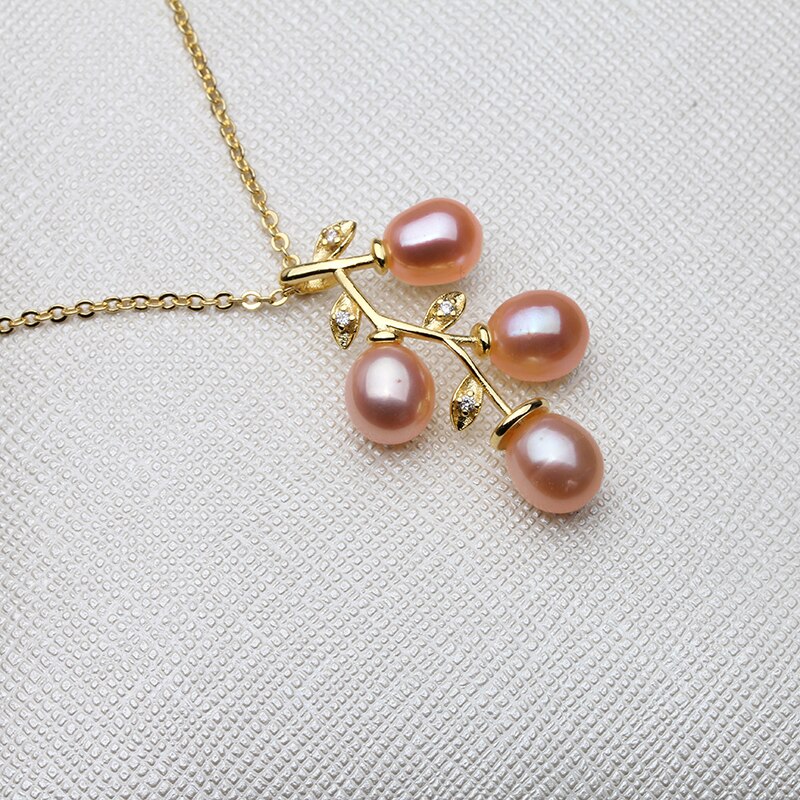 Mode Natuurlijke Zoetwater Multi-Kraal Hanger Prachtige Gouden Blad Ketting Voor Vrouwen Huwelijkscadeau: purple pearl pendant