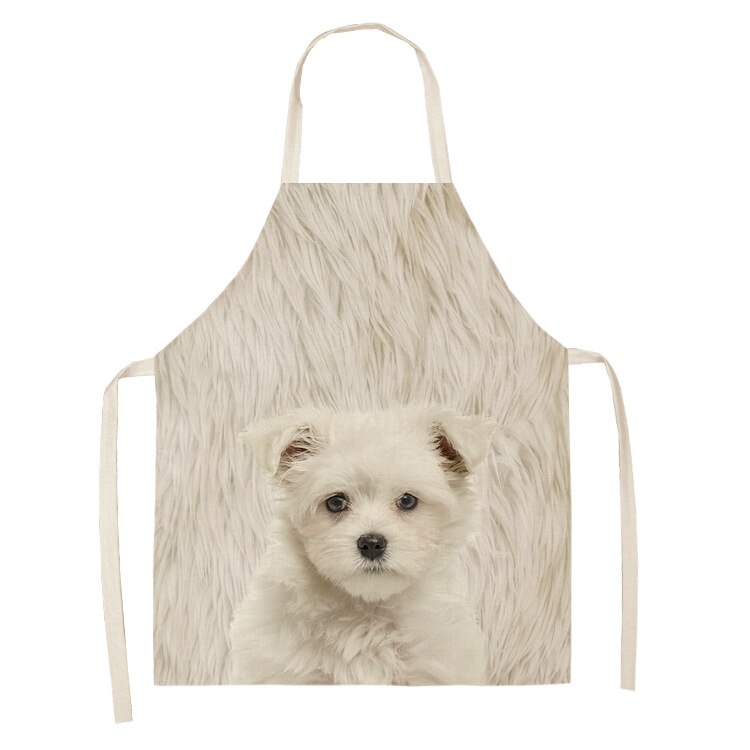 Delantal de cocina para padres e hijos precioso perro foto impresa sin mangas algodón Lino Delantales para hombres mujeres hogar Herramientas de limpieza: type5 / Child