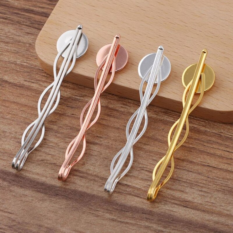 20pcs/lot Hair Jewelry Settings Cabochon Base Blank Bezel Trays for 12mm Round Cabochon Hairpins Diy Accessories