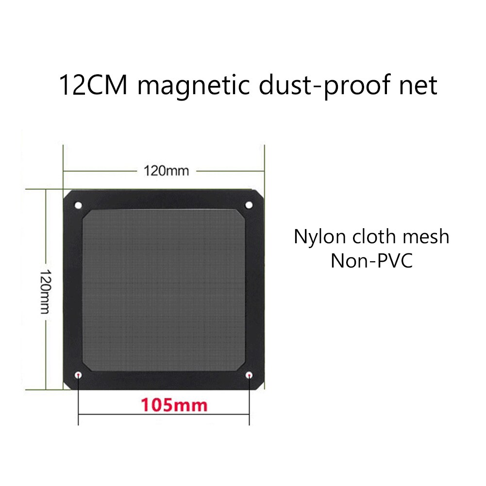 Filtro de malla antipolvo para PC, Marco magnético de 8CM, 12CM, 14CM, accesorios para PC, ventilador de refrigeración con imán, funda de malla para ordenador a prueba de polvo: 12cm