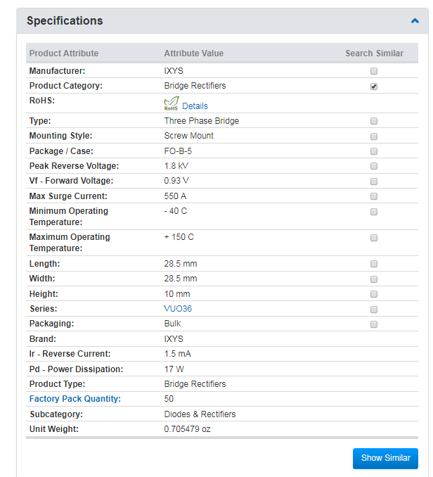 VUO36-18NO8 IXYS Corporation Brückengleichrichter 36 Amps 1800V Diode Rectifier Brücke Einzelnen 1.8KV 35A 5-Pin FO-B-B