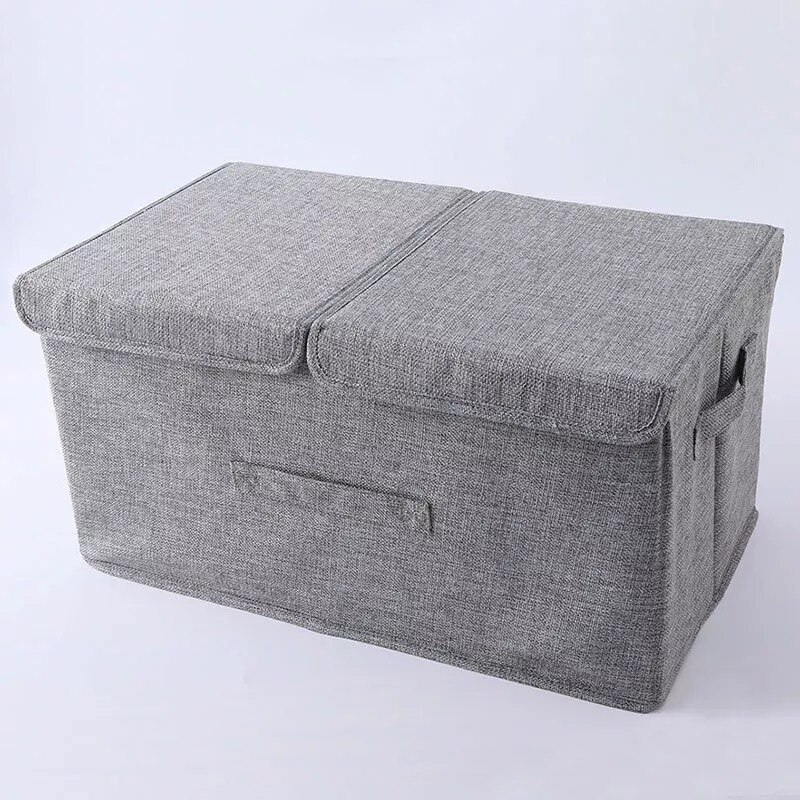 Wardrobe Storage Box Organizing Box Clothes Moving Plastic Storage Basket Household Small Fabric With Cover Foldable: L / Light Grey