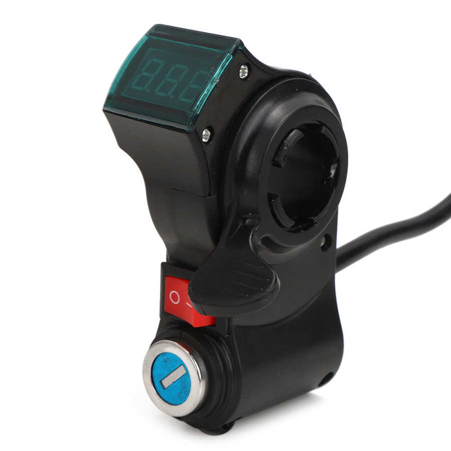 Elektryczna kierownica rowerowa przepustnica chwyt e-rower skuter kciuk przepustnica z blokadą klucza włącznik/wyłącznik wyświetlacza LCD