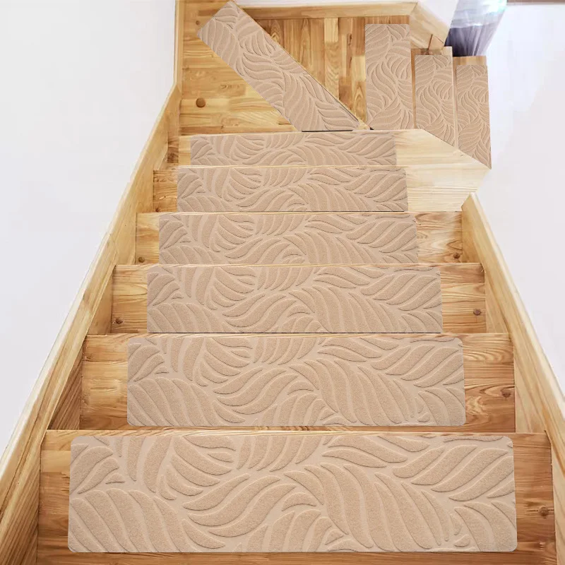Polymères de bande de roulement auto-adhésifs doux pour la maison, tapis d'escalier, tapis de protection, non ald, motifs multiples, absorbant, 76x20.3cm, 8 pièces: Black